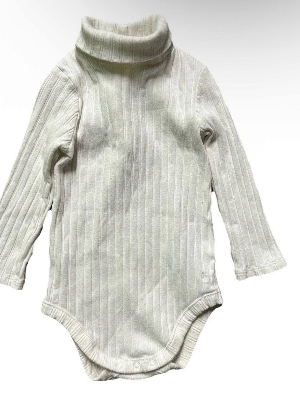 Janie And Jack Baby Ribbed White Long Sleeve Bodysuit Size 12-18 Months